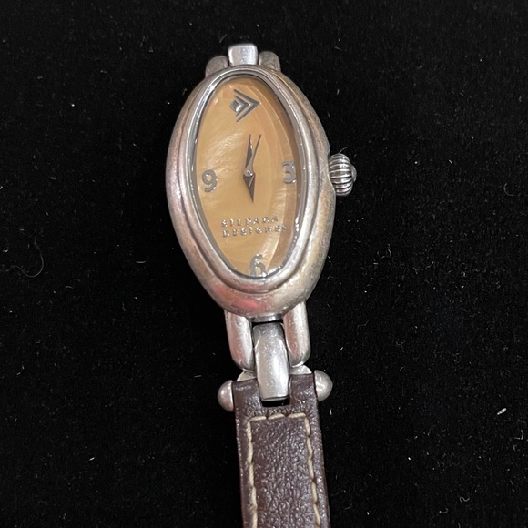 Silpada T2127 Mother of Pearl and Brown Leather Watch “Time Flies”